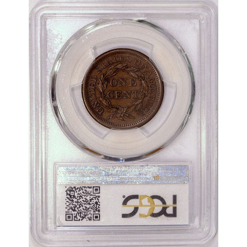 1855 Braided Hair Half Cent - PCGS MS62 Brown - Slanted 55