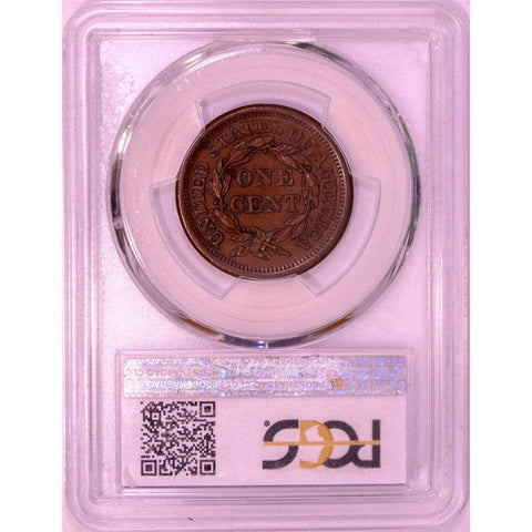 1855 Braided Hair Half Cent - PCGS MS62 Brown - Slanted 55