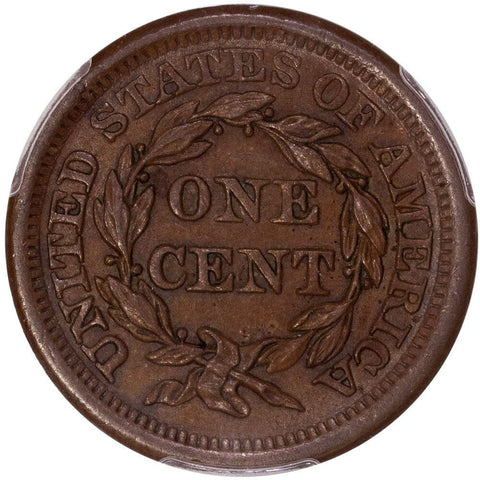 1855 Braided Hair Half Cent - PCGS MS62 Brown - Slanted 55