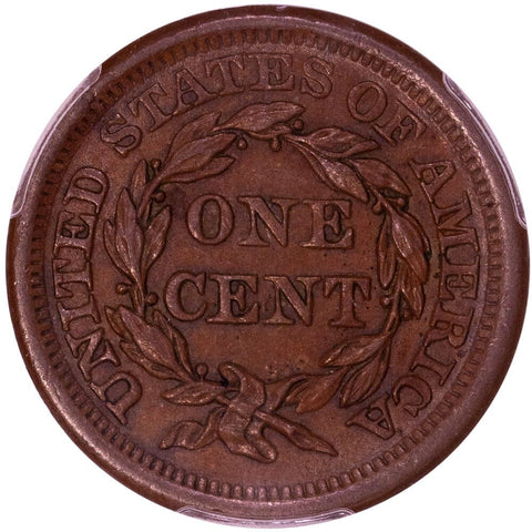 1855 Braided Hair Half Cent - PCGS MS62 Brown - Slanted 55