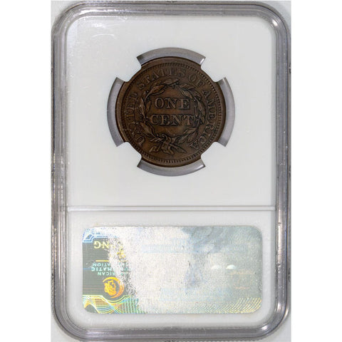 1856 Large Cent Upright 5 N.9 - NGC AU 55 BN - About Uncirculated+
