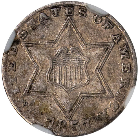 1857 Three Cent Silver (Trime) - NGC XF 45 - Choice Extremely Fine