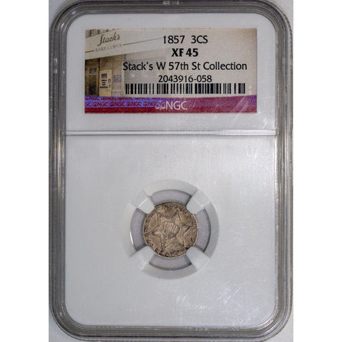 1857 Three Cent Silver (Trime) - NGC XF 45 - Choice Extremely Fine