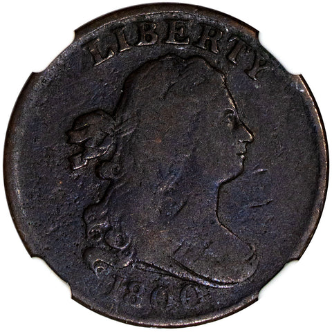 1800 Draped Bust Half Cent C-1 - NGC VG 8 BN - Very Good Brown