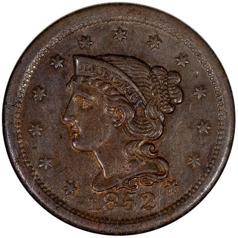 1852 Braided Hair Large Cent - NGC AU 55 BN - About Uncirculated