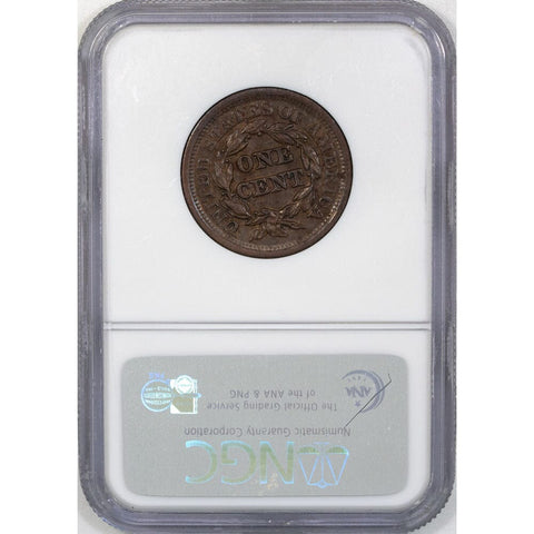 1852 Braided Hair Large Cent - NGC AU 55 BN - About Uncirculated