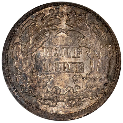 1861/0 Overdate Seated Liberty Half Dime - NGC MS 62 CAC - Toned Uncirculated