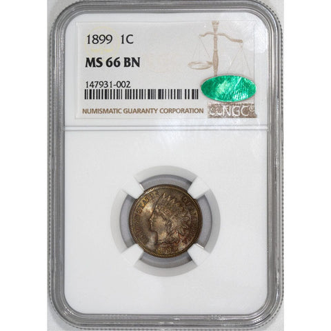 1899 Indian Head Cent - NGC MS 66 BN CAC - Gem Brilliant Uncirculated