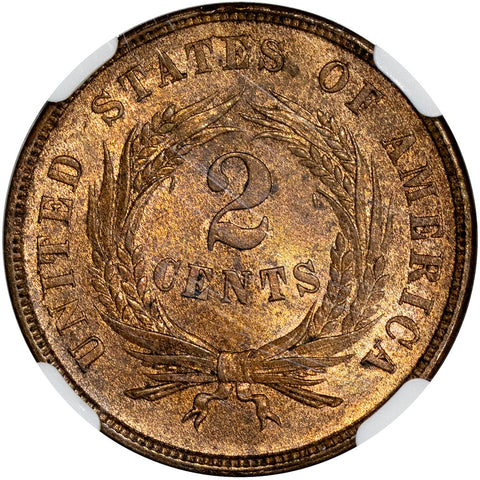 1867 Two Cent Piece - NGC MS 64 RB CAC - Choice Red/Brown Uncirculated