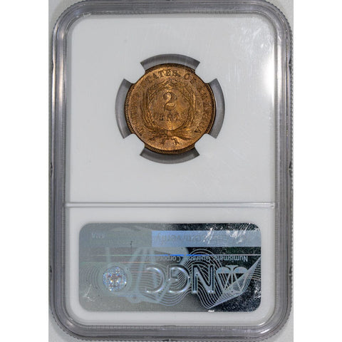 1867 Two Cent Piece - NGC MS 64 RB CAC - Choice Red/Brown Uncirculated