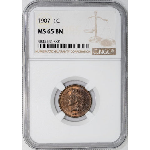 1907 Indian Head Cent - NGC MS 65 BN - Gem Uncirculated