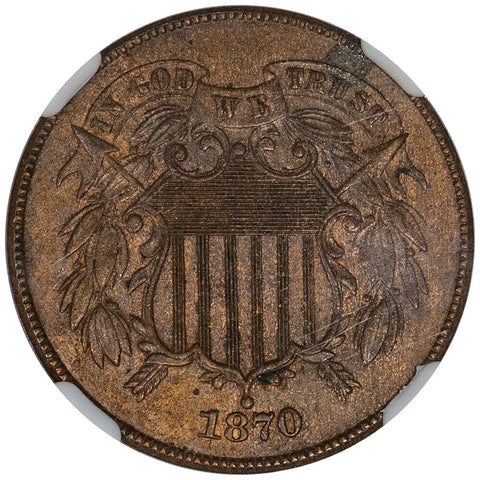 1870 Two Cent Piece - NGC MS 62 BN - Brilliant Uncirculated