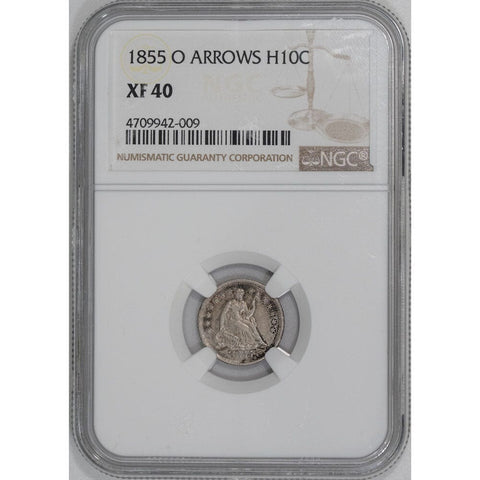 1855-O Arrows Seated Liberty Half Dime - NGC XF 40 - Extremely Fine