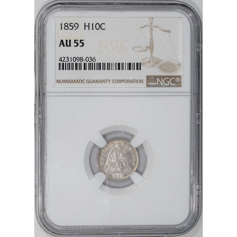 1859 Seated Liberty Half Dime - NGC AU 55 - About Uncirculated