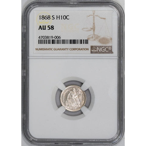 1868-S Seated Liberty Half Dime - NGC AU 58 - Choice About Uncirculated