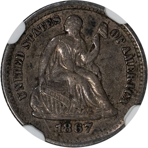 1867-S Seated Half Dime - NGC AU 55 - 120,000 Mintage