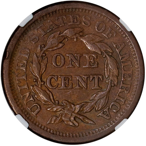 1857 Large Date Braided Hair Large Cent N-1 - NGC AU 55 BN - About Uncirculated