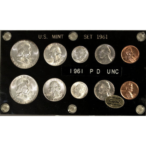 1961 P & D U.S. Mint Set - Gem Uncirculated in Capital Plastic