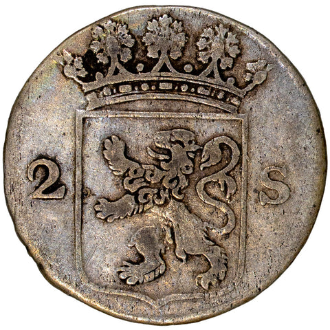 1788 Netherlands Holland Silver 2 Stuiver KM. 48 - Very Fine Details