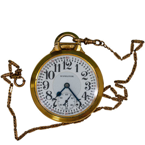 1940 Hamilton 10k GF Pocket Watch - 21 Jewel, Grade 992E, Railroad Grade + Box