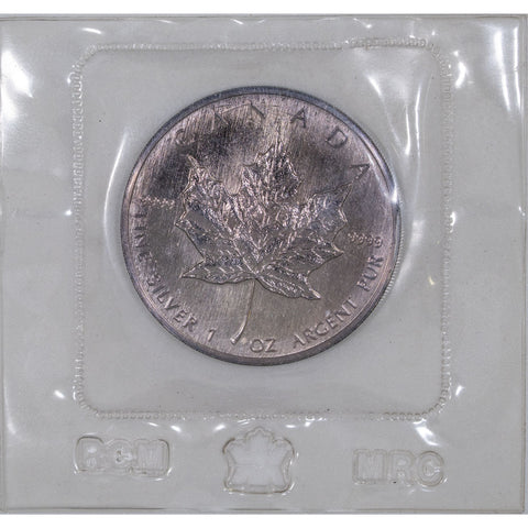 1989 1 oz Canadian Silver Maple Leaf $5 Coin - Gem BU in Government Plastic