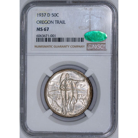1937-D Oregon Trail Silver Commemorative Half Dollar - NGC MS 67 CAC - Premium Gem Uncirculated
