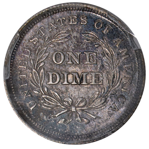 1839 Seated Liberty Dime No Drapery - PCGS MS 62 - Pretty Toned Brilliant Uncirculated