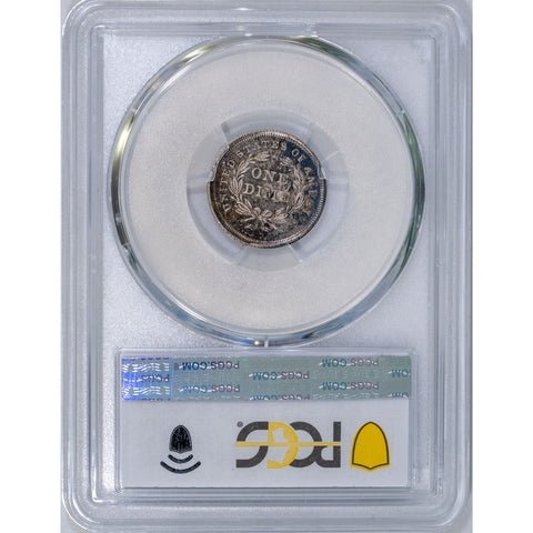 1839 Seated Liberty Dime No Drapery - PCGS MS 62 - Pretty Toned Brilliant Uncirculated