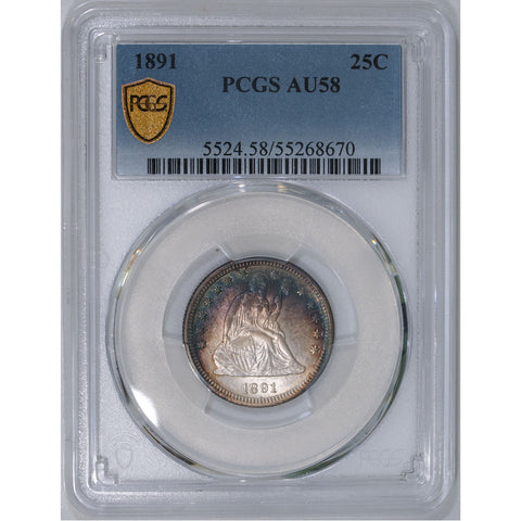 1891 Seated Liberty Quarter - PCGS AU 58 - Choice About Uncirculated
