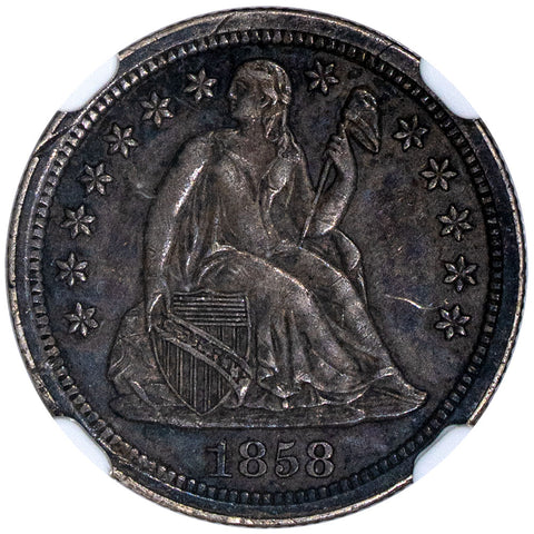 1858 Seated Liberty Dime - NGC AU 50 - About Uncirculated