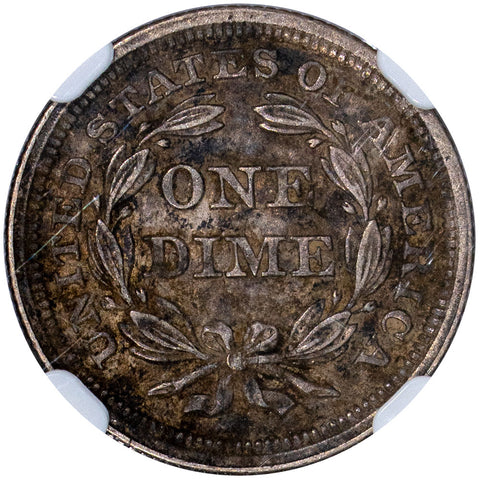 1854 Arrows Seated Liberty Dime - NGC AU 53 - About Uncirculated