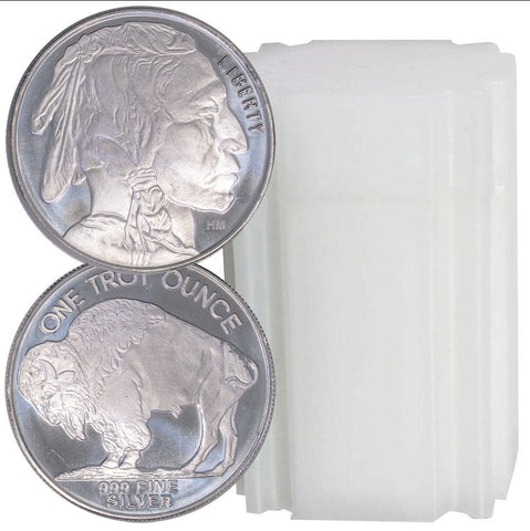20-Coin Roll of Highland Mint One Ounce .999 Silver Buffalo Rounds - Fresh