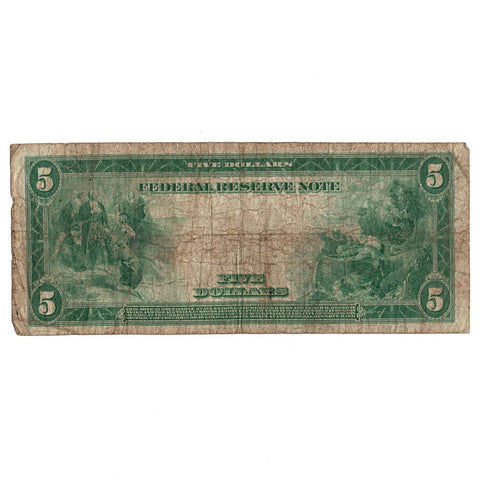 1914 $5 Richmond Federal Reserve Note - Fr. 860 - Apparent VG