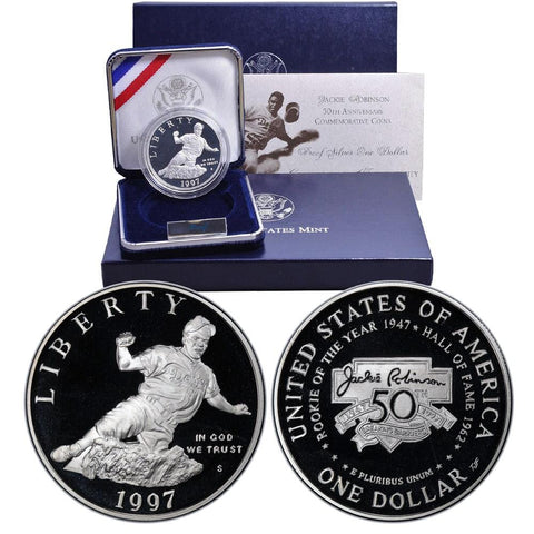 1997-S Proof Jackie Robinson 50th Anniversary Commemorative Coin w/ C.O.A. & O.G.P.
