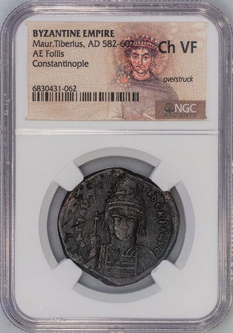 Byzantine Empire, Maurice Tiberius AE Follis Constantinople 582-602 AD - NGC Choice VF