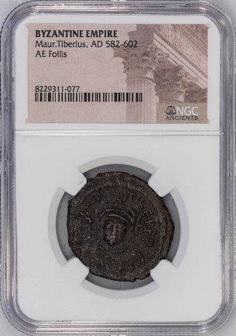 Byzantine Empire, Maurice Tiberius AE Follis 582-602 AD - NGC Ancients