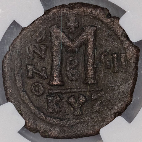 Byzantine Empire, Maurice Tiberius AE Follis 582-602 AD - NGC Ancients