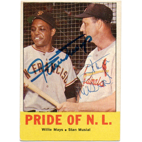 1963 Pride of the N.L. Topps #138 Mays/Musial Dual Signed HoFers - JSA LoA