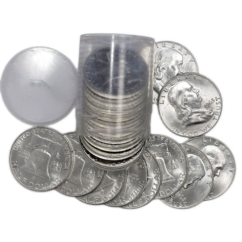 Roll of 20 Mixed-Date Franklin Halves (90% Silver) - Crisp Brilliant Uncirculated