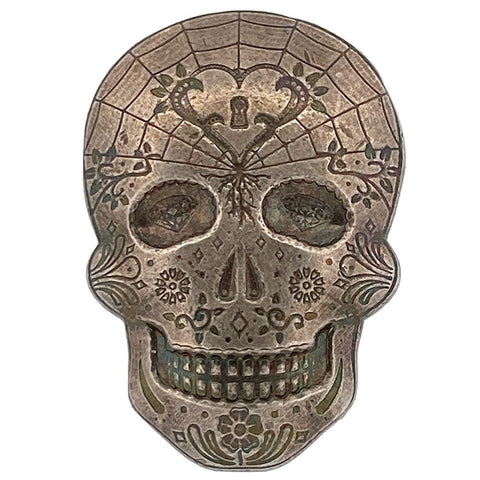 Monarch Day of the Dead - Heart - 10 oz. .999 Silver Skull