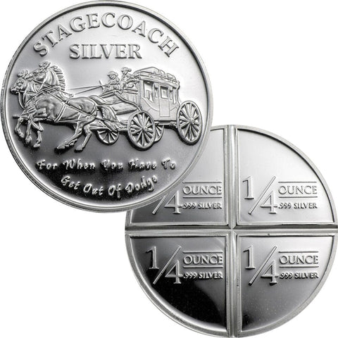 NWTM Stagecoach 1 oz .999 Silver Rounds with Fractional Reverse