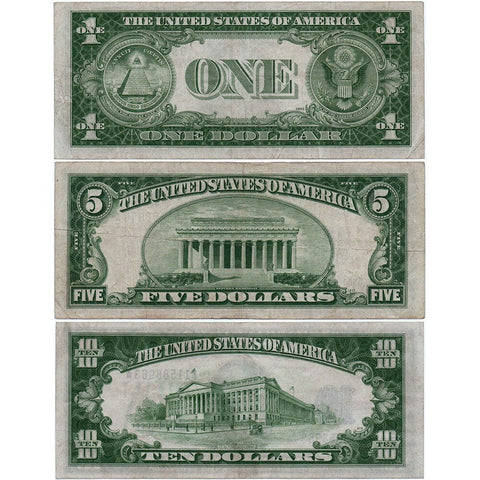 $1, $5 & $10 North Africa Emergency Issue Silver Certificate Set - VF to XF