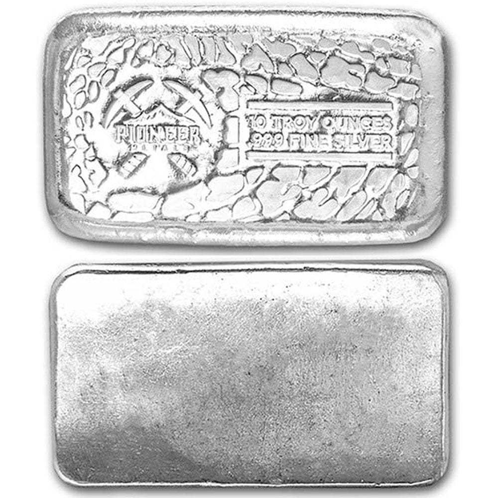 10 oz Cast-Poured Silver Bar - Pioneer Metals - Popular Bar, Great Pri