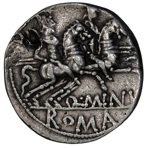 Roman Republic, AR denarius of C. Maianius, 153 BC, Rome mint - Very Fine (Bankers Mark)