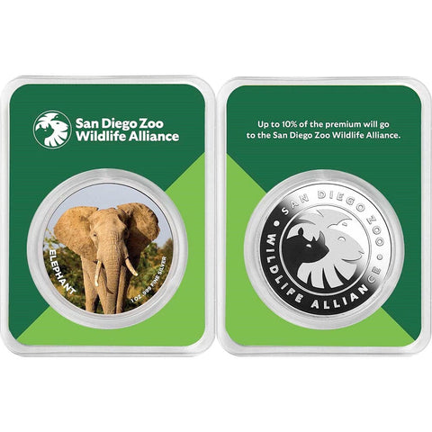 San Diego Zoo Wildlife Alliance 1 oz .999 Silver Elephant Round - Gem Uncirculated