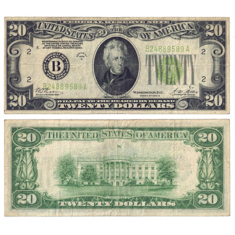 1928-B $20 Federal Reserve Note (New York District) FR. 2052-B - Very Fine