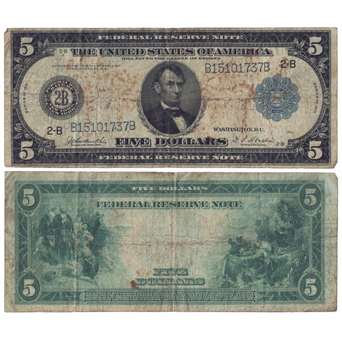 1914 $5 Federal Reserve Bank of New York Note Fr. 851 - Fine