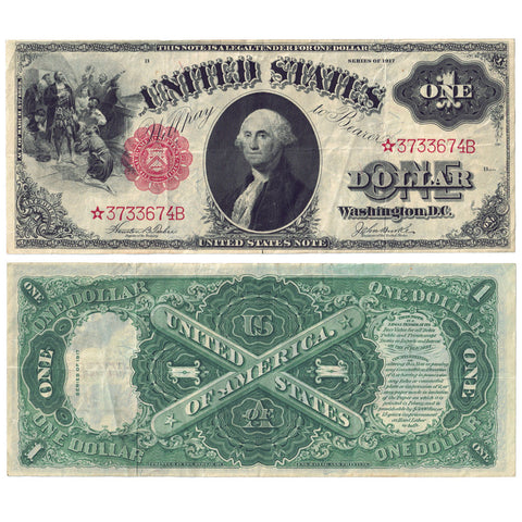 1917 "Sawhorse" $1 Legal Tender Star Note - Fr. 36* - Very Fine