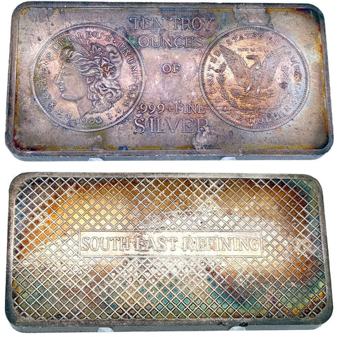 South East Refining 10 oz .999 Silver Bar - Colorful Toning