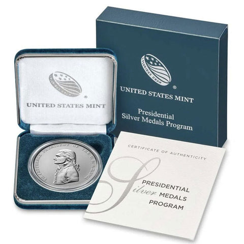 U.S. Mint Thomas Jefferson 1oz Presidential Silver Medal - PQBU in OGP w/ CoA